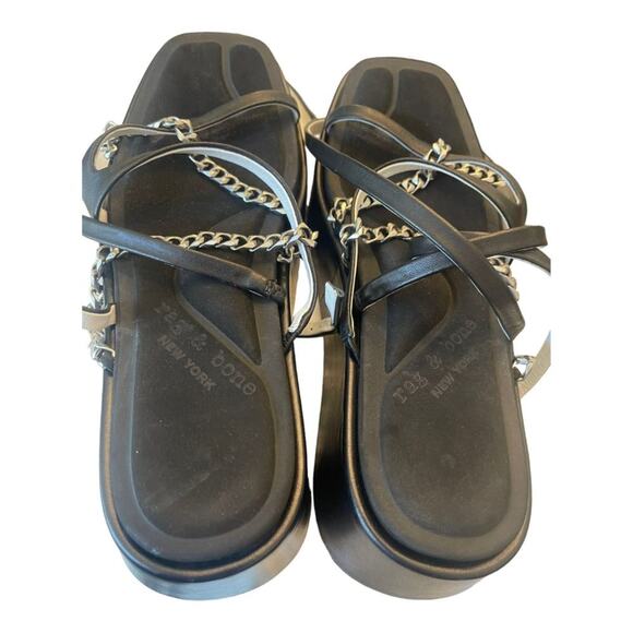 NEW Rag & Bone Logan Strappy Wrap Sandals Leather Chain Link Black Size 39 - Picture 7 of 14